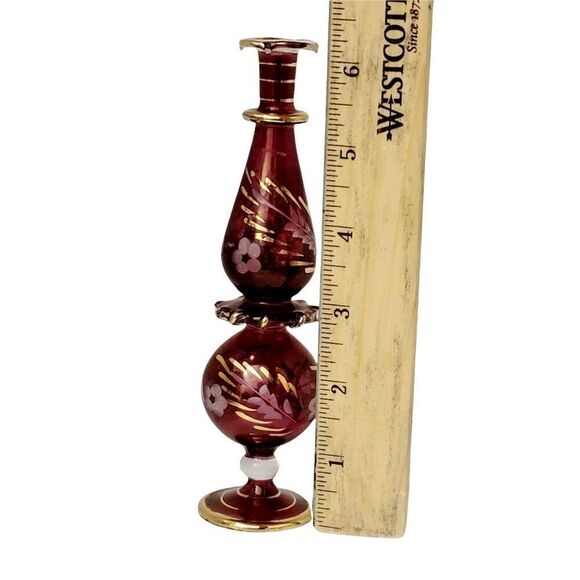 Vtg Hand Blown Glass Egyptian Empty Perfume Bottle Without Stopper or Bud Vase - Picture 5 of 6